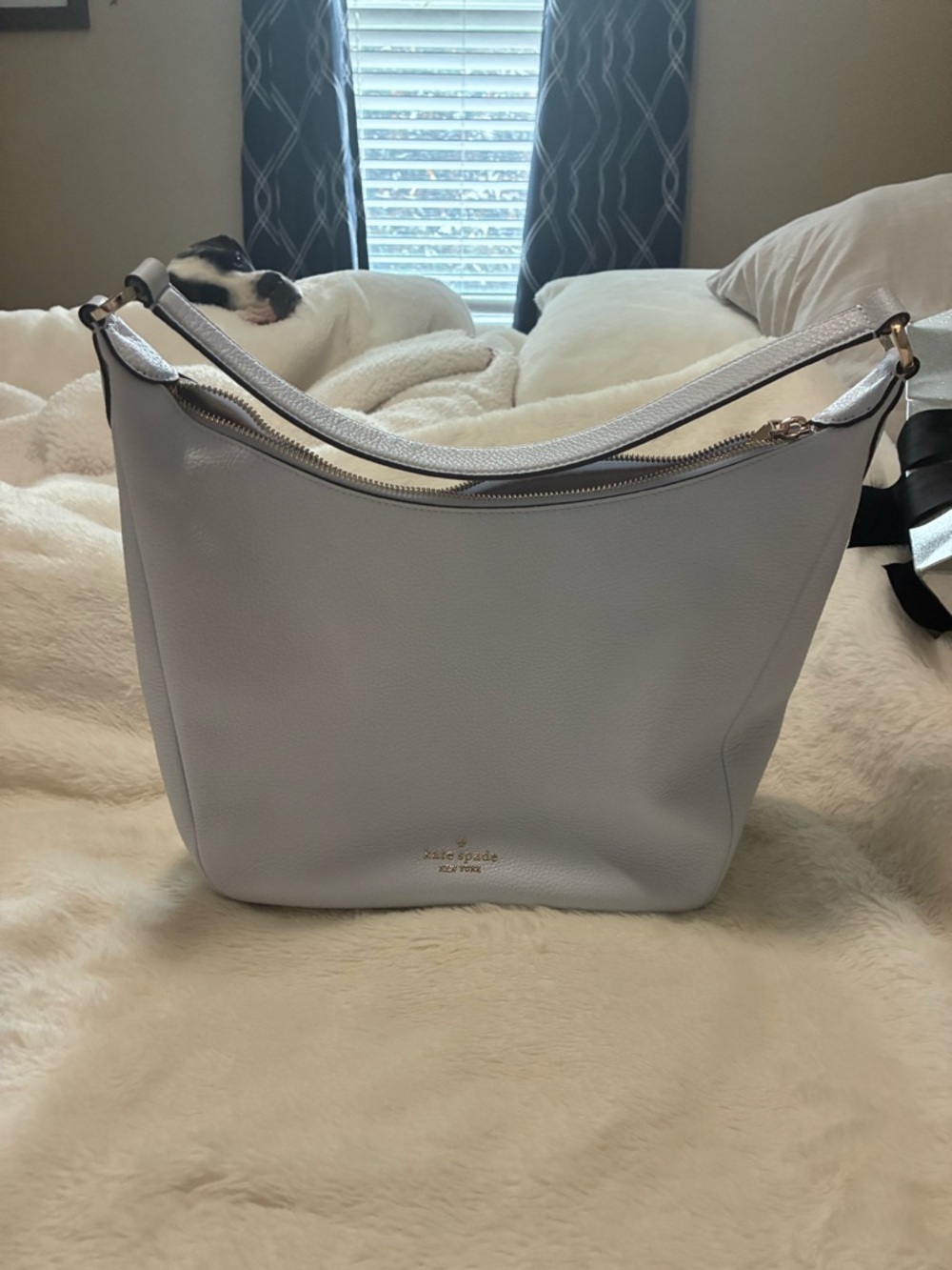 kate spade Pebbled Leather Shoulder Hobo in white  with Gold Hardware